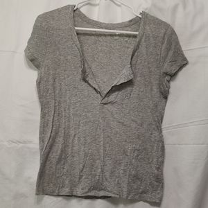 Any Item $10- Send an Offer (Purses Excluded)- Grey split neck T-shirt